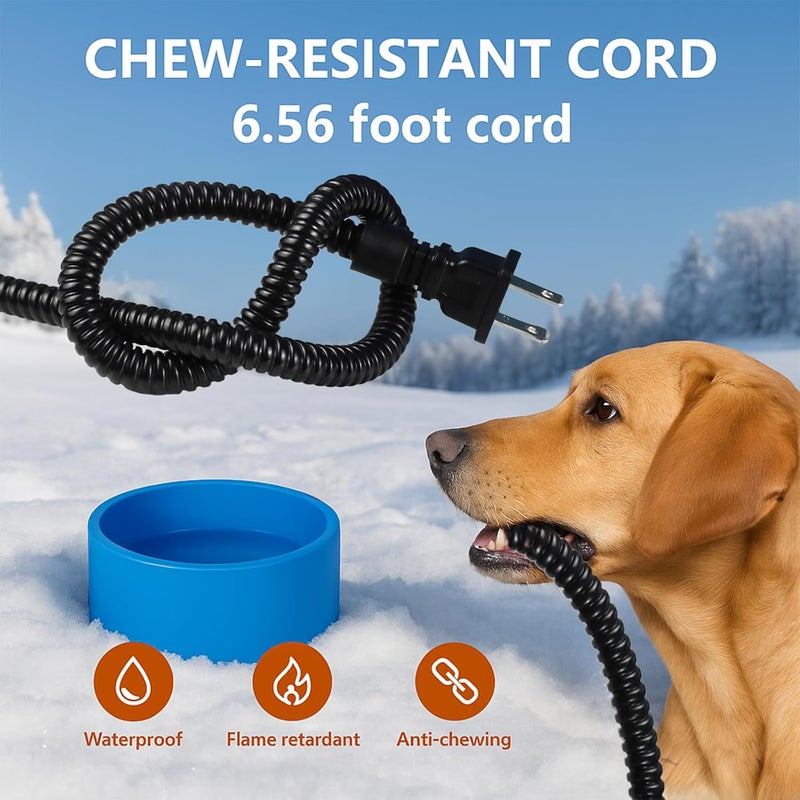 Higoro Heated Water Bowl for Dog Cat, Outdoor Warming Animals Bowl with Chew Resistant Power Cord, Waterproof Heat Pet Bowl Smart Uniform Heating in Winter Antifreeze for Chicken Duck,108 fl oz - Image 4